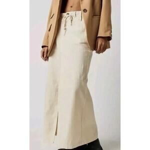 Free People Ecru White Front Split Maxi
Skirt Ivory Size 10 Coastal Cowgirl Boho